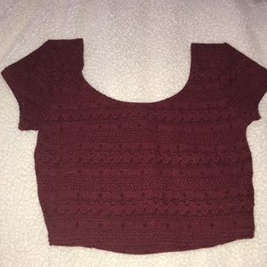 Textured dark red crop top